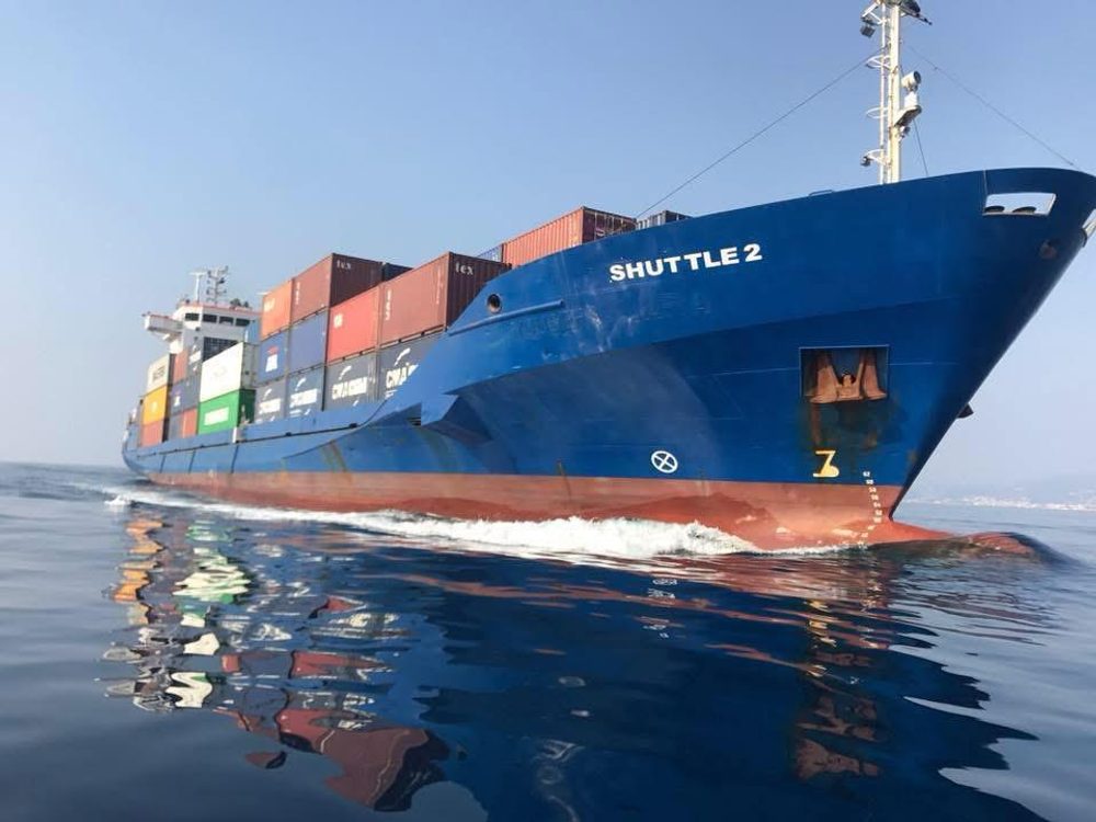M/V Shuttle 2 container ship underway